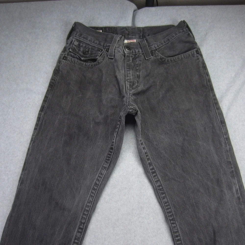True Religion Jeans‎ Mens 32x30.5 Gray Ricky Straight Leg Flap Pocket Denim USA